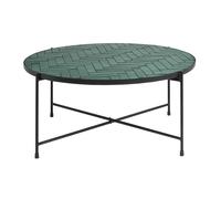 Table basse ronde en céramique vert foncé et métal noir D80.5 cm KOTTA