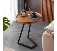 Table Basse Ronde en Forme de C, Table D'appoint Polyvalente, Plateau de Rangement Simple et Moderne avec Cadre en Métal, Gain de Place, pour Salon, Chambre, Salle de Bain, Balcon(Black-Primary,40cm)