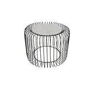 Table Basse Ronde en marbre Blanc Ø 40 cm - Plateau en Pierre sur Structure en Fer Noir - Design Minimaliste pour Salon, entrée ou Chambre | Kalu Creations