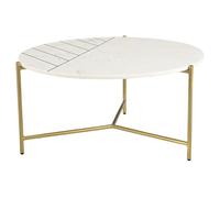 Table basse ronde design en marbre blanc et laiton D90 cm SILLON