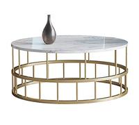 Table basse ronde en marbre blanc, table d'appoint, table basse moderne en fer forgé en métal doré, adaptée au salon, à la chambre, plusieurs tailles en option (table basse :
