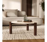 Table basse ronde en marbre et bois de manguier d86 cm - pauline