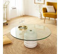 Table basse ronde en marbre et verre