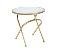 Mauro Ferretti Table basse ronde Glam métal doré plateau marbre 50x50,5 cm mat