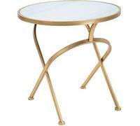 Table basse ronde en métal doré avec plateau en marbre 50x50,5 Mat