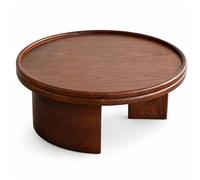 Table basse ronde en noyer, petite table centrale à thé en bois de 7,9 pouces de hauteur pour le salon, tables de sol à profil bas avec bord surélevé, accent rustique du milieu du s Brown 20.5in/52cm