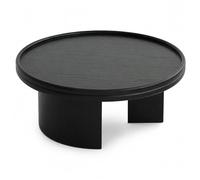 Table basse ronde en noyer, petite table centrale à thé en bois de 7,9 pouces de hauteur pour le salon, tables de sol à profil bas avec bord surélevé, accent rustique du milieu du s Black 18.5in/47cm