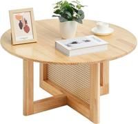 Table basse ronde en rotin - Table basse en bois - Meubles de salon 85x85x42cm - Table design élégante pour un intérieur moderne