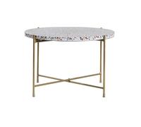 Table basse ronde design en terrazzo et métal doré D55 cm MEZZO