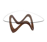 Table basse ronde en verre et noyer Ø106 cm Vague - Amadeus