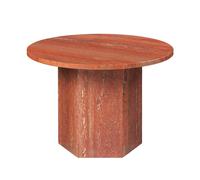 Table Basse Ronde Epic Ø60 en Travertin Rouge Brûlé