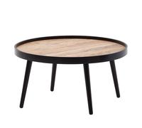 Table basse ronde - FINEBUY - 76x40 cm - Marron Noir - Design Contemporain - Montage facile