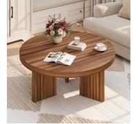 Table basse ronde - GARVEE - 85x85x40 cm - Plateau 3 cm - Supporte jusqu'à 90 kg - Design vintage - Montage facile