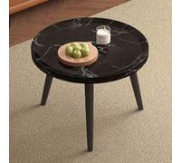 Table basse ronde gigogne, design nordique de luxe avec plateau en bois massif et pieds en acier au carbone, parfaite pour les petits appartements, les salons et les chambres à coucher