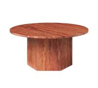Table Basse Ronde GUBI Epic Ø80 en Travertin Rouge Brûlé