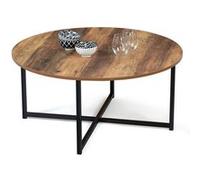 IDMarket – Table basse Hawkins ronde 80 cm Bois foncé Design industriel