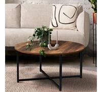 Table Basse Ronde Hawkins 80 Cm Effet Vieilli Design Industriel Multicolore