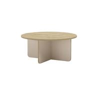 Table basse ronde HESTIA ALTOBUY - Mélaminé effet bois, piètement beige, Ø80cm Marron