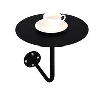 Table Basse Ronde Industrielle - Design Mural en métal en Forme de L pour Pubs, Petits espaces et Maison - Pièce Centrale Gain de Place Noire