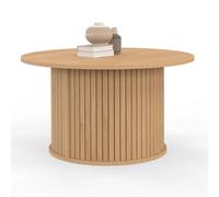 Table basse ronde JULIETTE 70 cm lattes tasseau bois coloris chêne