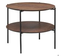 Table basse ronde ""Kemi"" en placage noyer & métal D63,2cm - Atmosphera createur d'interieur