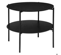 Table basse ronde ""Kemi"" en placage noyer & métal D63,2cm noir - Atmosphera createur d'interieur