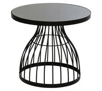 Table basse ronde Kushi, noire, plateau en verre