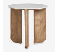 Table Basse Ronde Lavinia En Pierre Naturelle Et Bois De Manguier Bois Naturel Ø50 Cm