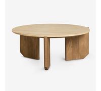 Table Basse Ronde Lavinia En Pierre Naturelle Et Bois De Manguier Bois Naturel Ø70 Cm