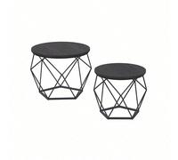 Table Basse Ronde - VASAGLE - Lot de 2 - Style Moderne - Plateau Amovible - Cadre en Acier - Noir