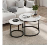 Table basse ronde marbre lot de 2 Table d'appoint Rond Scandinave Table basse blanche emboîtable table basse moderne adaptée salon