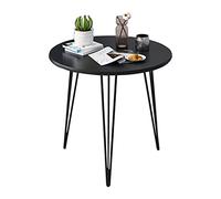 Table Basse Ronde Mesa De Centro avec Trépied en Métal, Table D'Appoint Nordique Simple, Table D'Appoint en MDF pour Salon, Chambre À Coucher, Bureau, Maison,Black-40cm