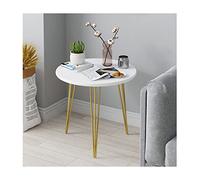 Table Basse Ronde Mesa De Centro avec Trépied en Métal, Table D'Appoint Nordique Simple, Table D'Appoint en MDF pour Salon, Chambre À Coucher, Bureau, Maison,White-50cm