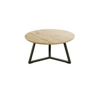 Table Basse Ronde "Miranda" 80cm Chêne & Noir