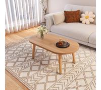Table basse ronde moderne avec pieds en bois massif pour petits espaces de salon (marron, 70 x 50 cm)
