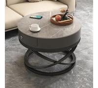 Table basse ronde moderne avec tiroir et plateau de roche, table centrale d'appoint du milieu du siècle avec rangement pour salon