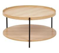 Beliani Table Basse Ronde Moderne Cadre Métallique et Étagère Ronde Bois Clair Lander