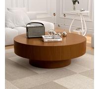 Table Basse Ronde Moderne cannelée pour Salon, Petite Table d'appoint Ronde Minimaliste en Bois de Style Milieu du siècle avec Base Robuste pour Appartement,K100