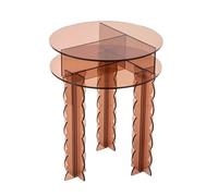 Table basse ronde moderne en lucite avec rangement double couche, forte capacité de charge pour salon, chambre à coucher, bureau, 43,2 x 55,9 cm