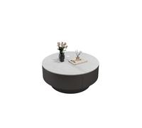 Table basse ronde moderne en marbre avec tiroirs cachés, table d'appoint élégante en pierre pour salon et bureau, 70 cm, blanc - Meuble élégant