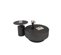 Table basse ronde moderne en marbre avec tiroirs cachés, table d'appoint en pierre noire pour le salon et le bureau, élégante cocktail Ta