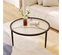 Table basse ronde moderne en verre avec cadre en métal en forme d'anneau, petite table basse pour salon, chambre, balcon, maison et bureau (couleur : pieds de table noirs+blanc, taille : 45 x 45 cm)