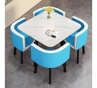 Table basse ronde moderne et 4 chaises - Table de salle à manger élégante en cuir synthétique pour magasins, réunions et petits bureaux - Combinaison parfaite de table et de chaise d'affaires