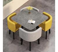 Table basse ronde moderne et chaise avec 4 chaises - Mobilier d'affaires et de bureau - Petites tables rondes pour magasins, réunions et conférences - Matériau Baumwollleinen