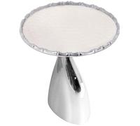 Table basse ronde moderne, table d'appoint en métal pour petits espaces, salon, chambre à coucher, balcon, montage facile, 38,1 x 45,7 cm - Plume argentée