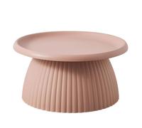 Table basse ronde moderne - Table d'appoint en plastique nervuré rose de style nordique pour balcon, salon ou petits espaces - 71,1 x 71,1 x 35,6 cm (L x l x H)