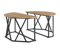 Table basse ronde moderne - vidaXL - Chêne artisanal - 80x80x42 cm - Bois d'ingénierie et acier - Finition mate
