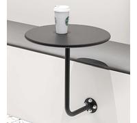 Table Basse Ronde Murale, Table d'appoint Flottante avec Cadre en métal pour café, entrée, Salon ou Salle d'attente/laiterie, Noire