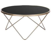 Beliani Table Basse Ronde avec Plateau en Verre Noir et Structure en Métal Doré pour Salon Moderne et Glamour