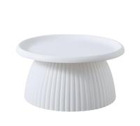 Table basse ronde nordique - 71,1 cm - Style champignon moderne - Mini table d'appoint blanche en plastique nervuré pour salon et balcon - Design chic et simple